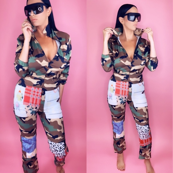 PrettyUs Pants - Camo baby doll jumpsuit 🌸